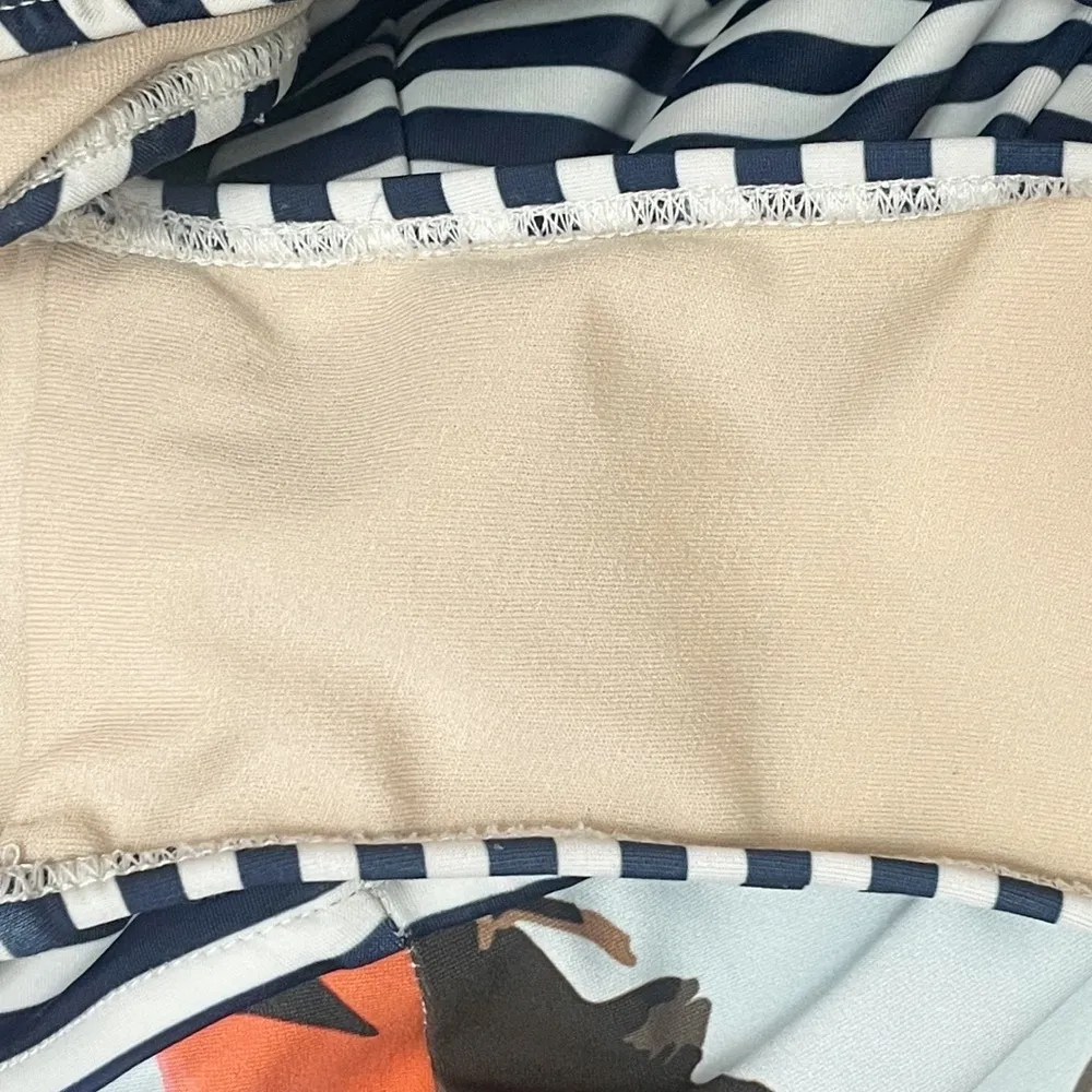 Albion Bombshell Seaglass One Piece Swimsuit Size Small Floral Stripe Zip Front - Image 11