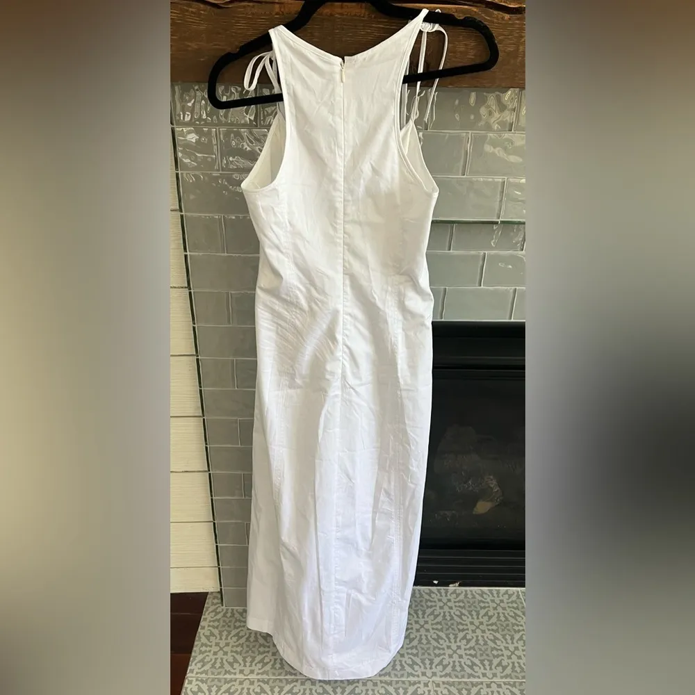 New Zara White Cotton Bow Gabardine Midi Dress Size Small NWT - Image 14