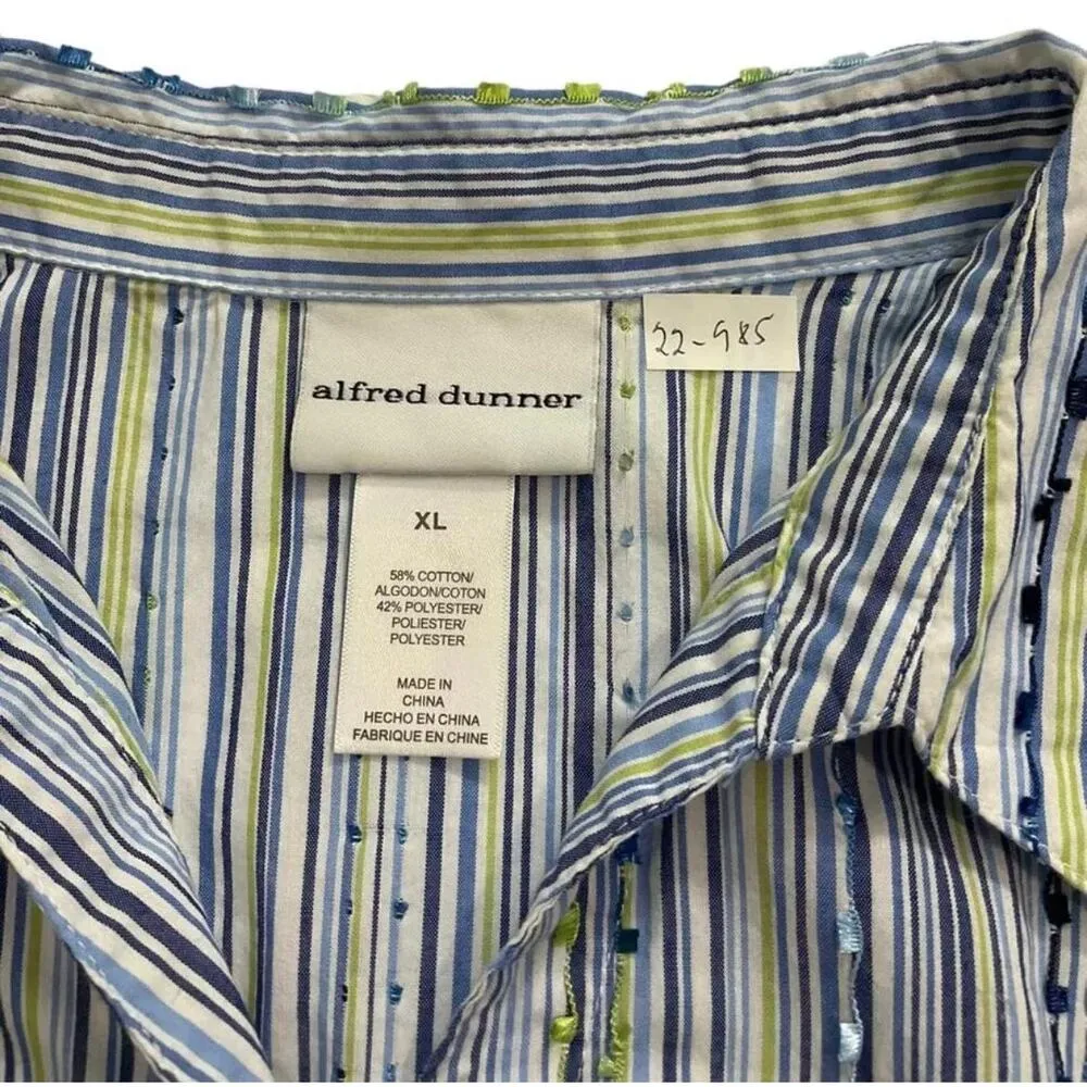 Alfred Dunner Women Size Xl Striped Shirt Button Up Collared Shirt | 22-985 - Image 4