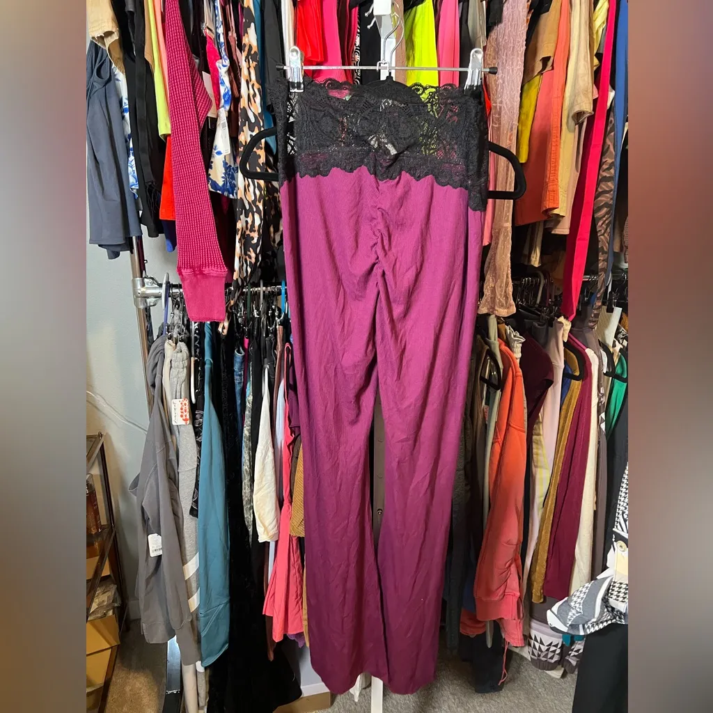 NWT Beach Bunny Anise Pants High Waist Lace Detail Lounge Pants Flare Cut - Image 5