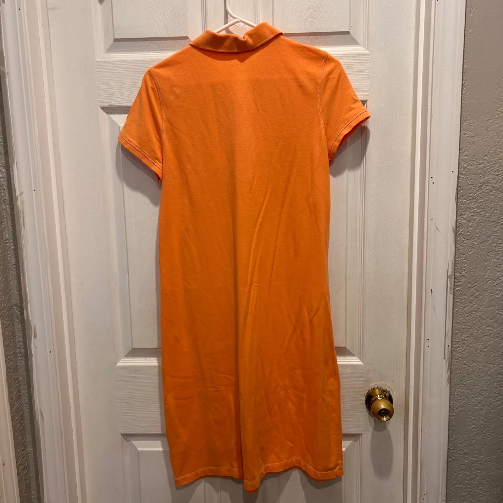 L.L. Bean Orange Pique Cotton Polo Dress Short Sleeve Collared Casual Women's L Size L - Image 5