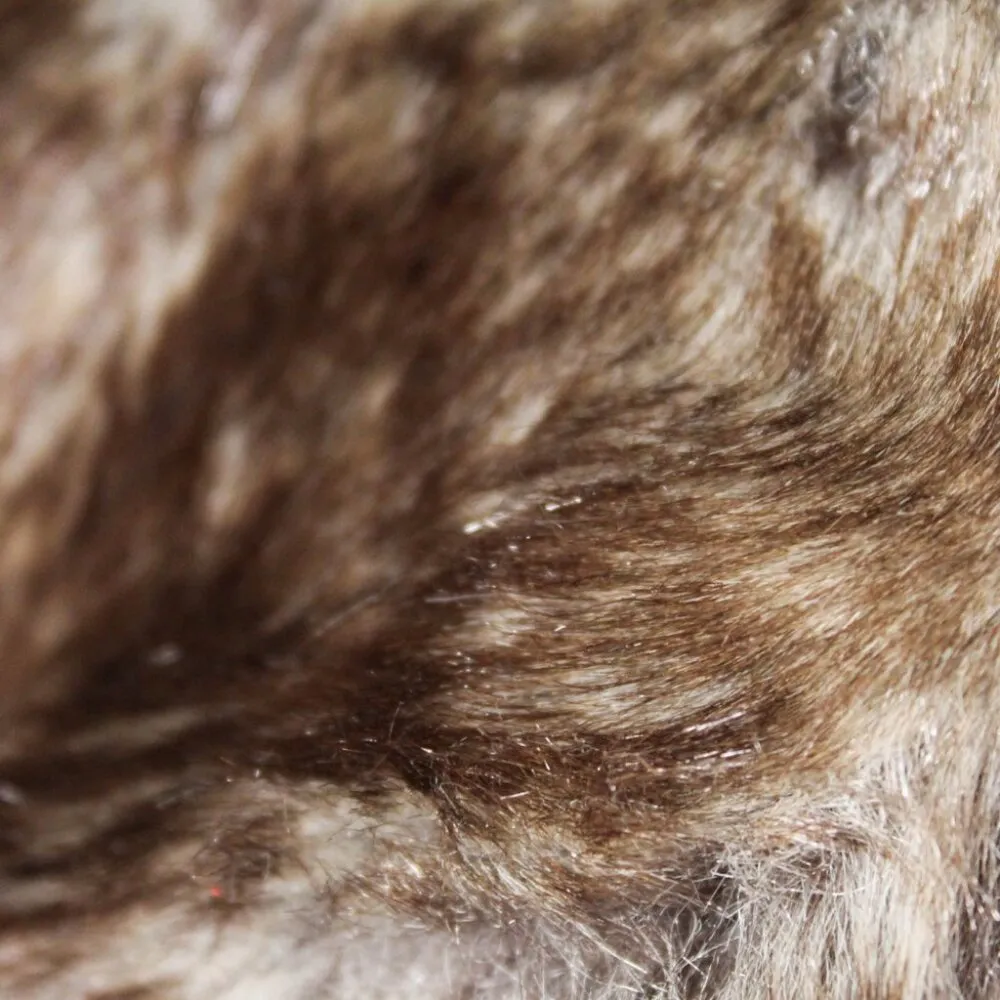 Vintage 1990s Faux Fur Short Scarf Stole Shawl in Brown, Black, Cream & Tan Brown - Image 3