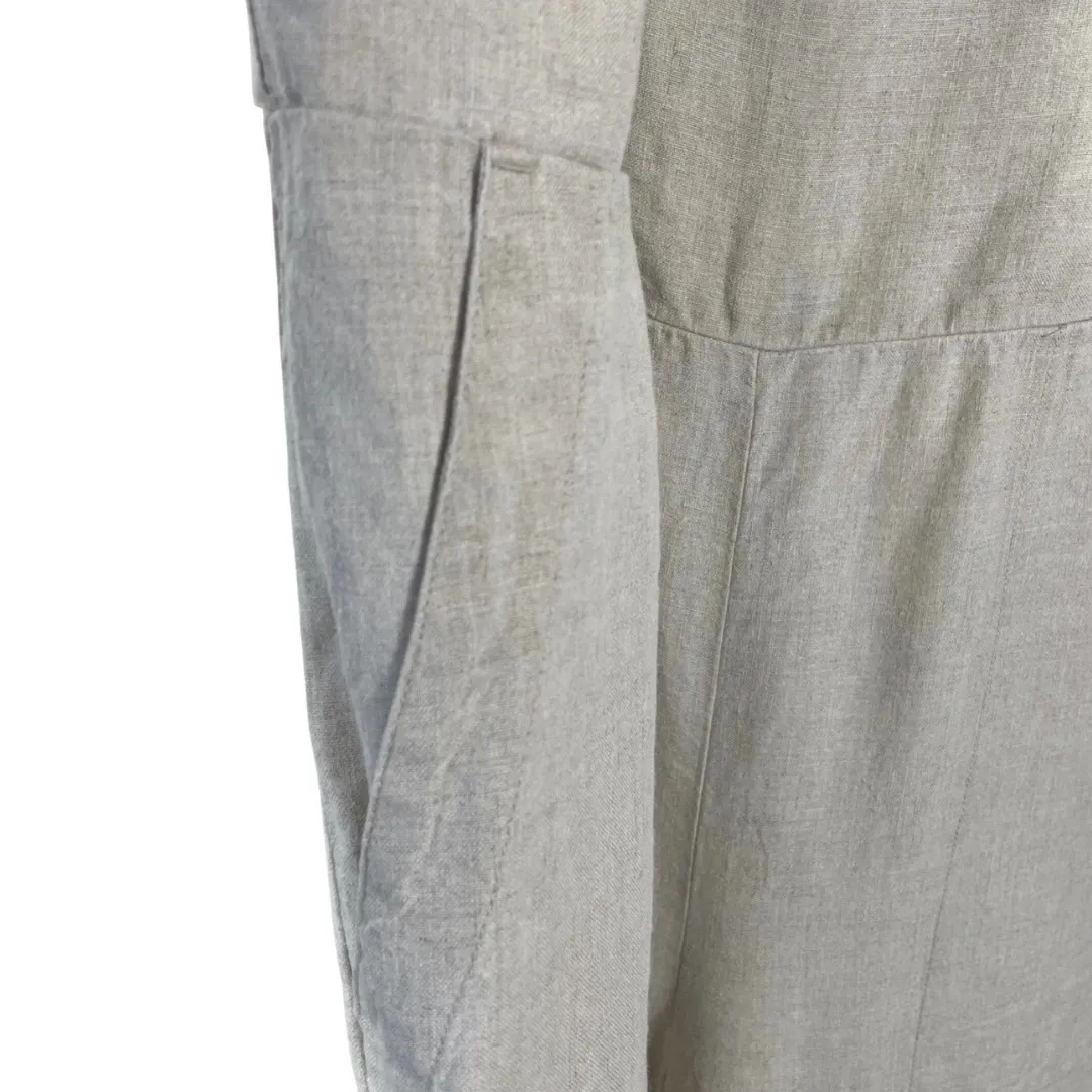 Eileen Fisher Women's Organic Linen Overalls Beige Crop Jumpsuit M Minimalist - Image 7