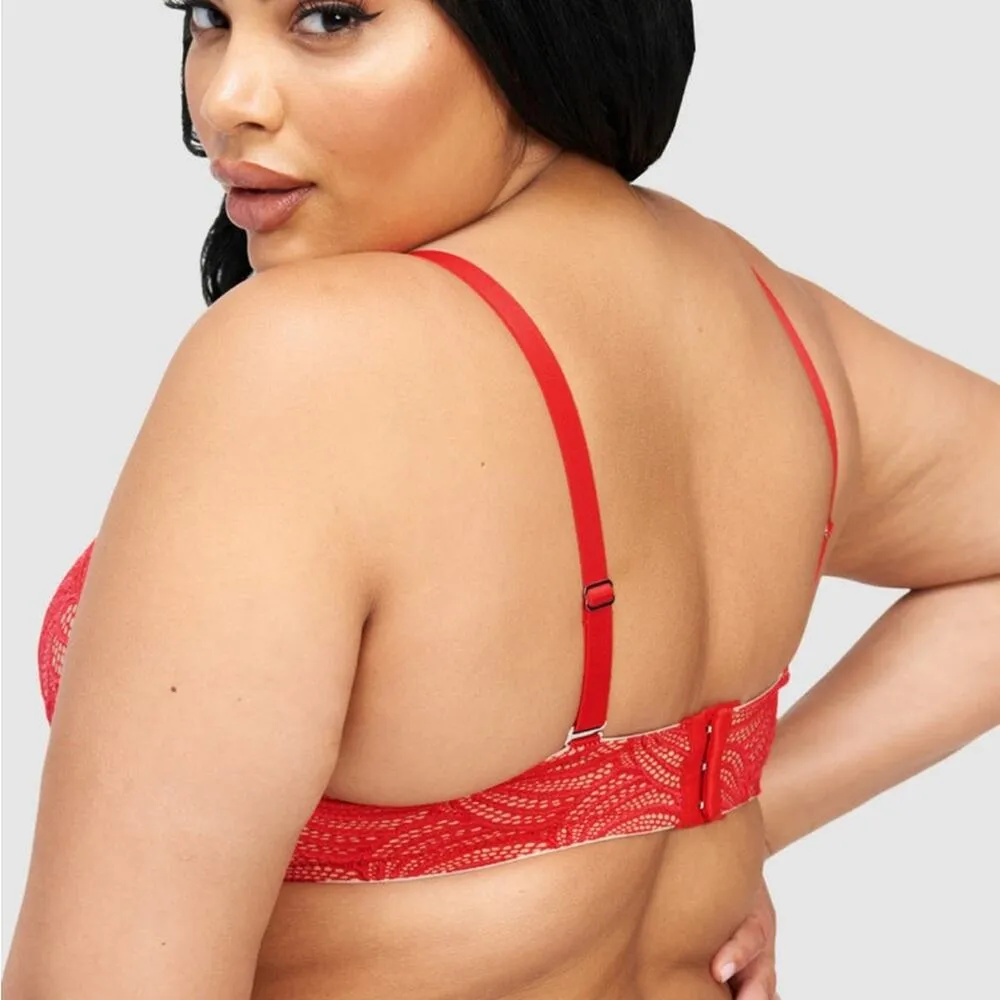 Fredericks of Hollywood Red Exxtreme Cleavage Tuxedo Lace NWT 32D Full Figure - Image 2