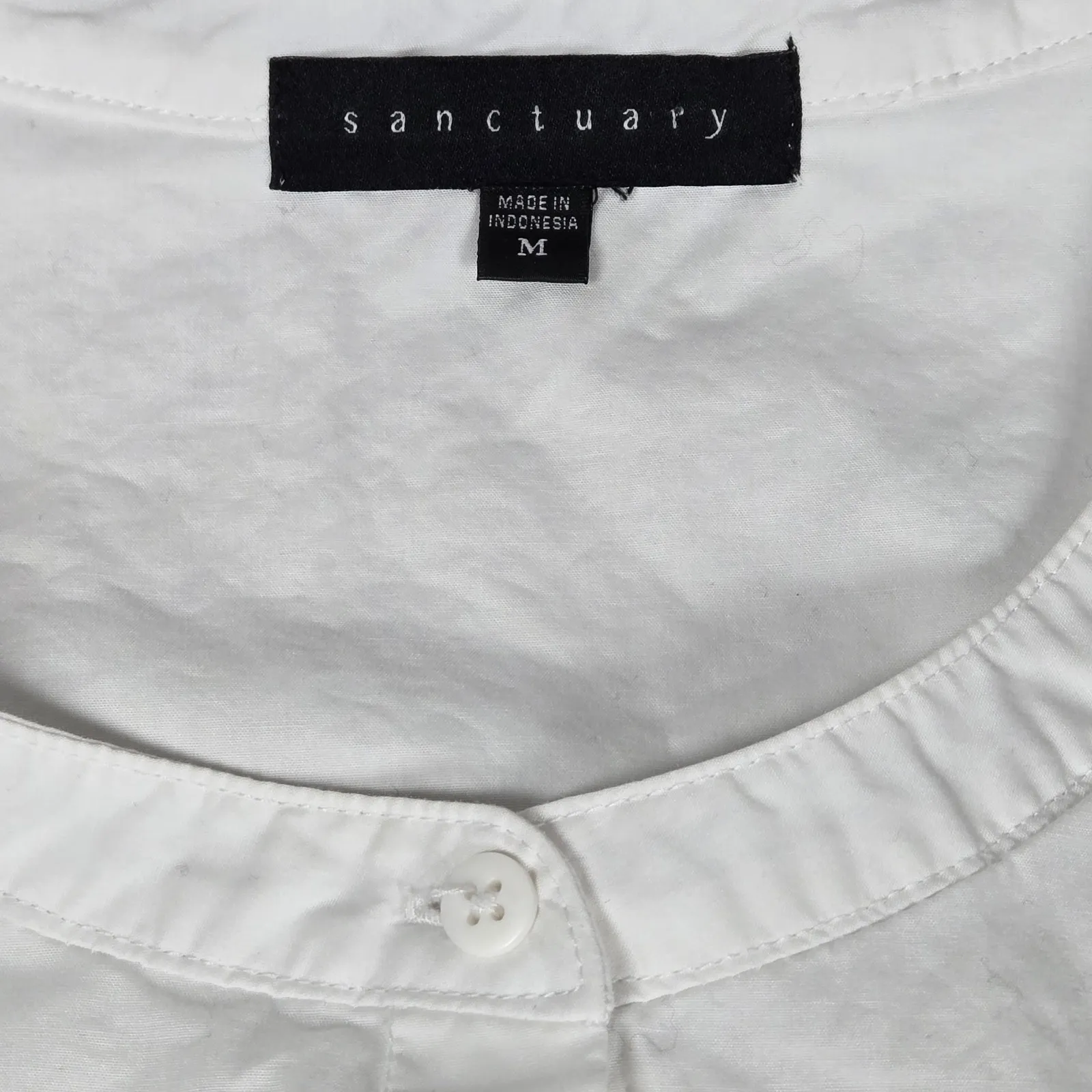 Sanctuary Danni White Embroidered Floral Button‎ Front Blouse Top Size M - Image 5