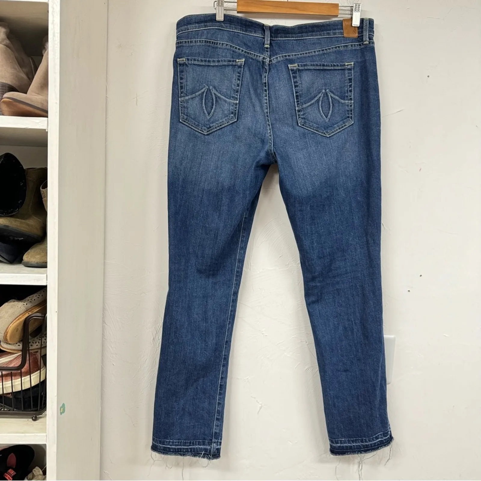 Level 99 Button Fly High Rise Skinny Jeans Womens 31 Blue Denim Anthropologie - Image 11