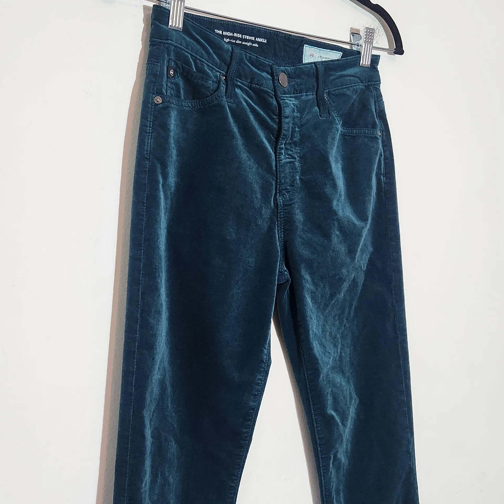 Anthropologie Teal Velvet Skinny Ankle Pants Size 25 High-Rise Stevie Ankle - Image 6