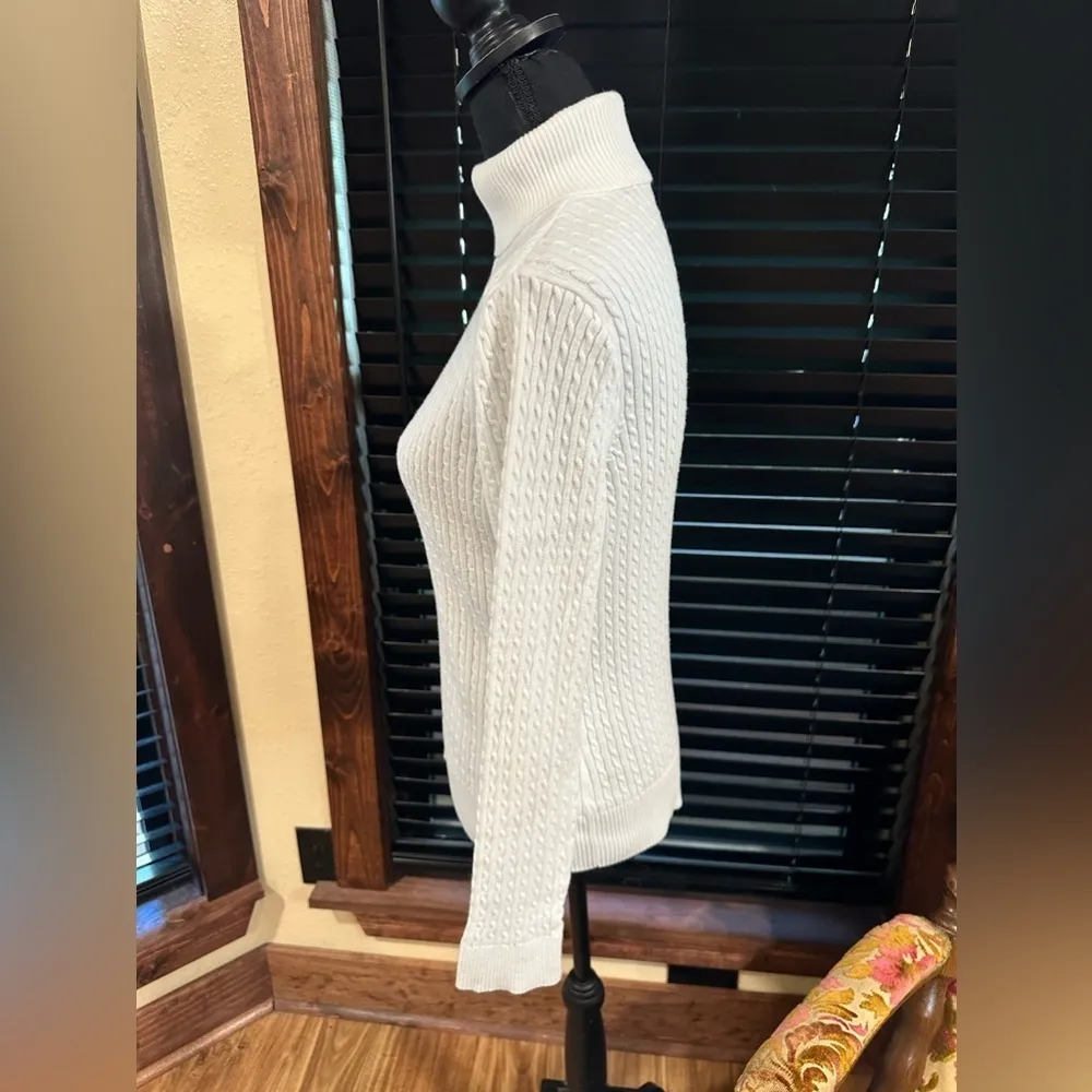 NWOT JEANNE PIERRE Women's Classic-Fitted Lightweight Cable Long-Sleeve  Sz L - Image 4