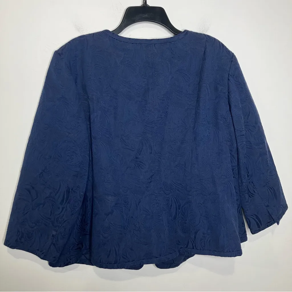 Talbots navy blue jacquard‎ blazer & skirt set women’s size 18W professional - Image 10