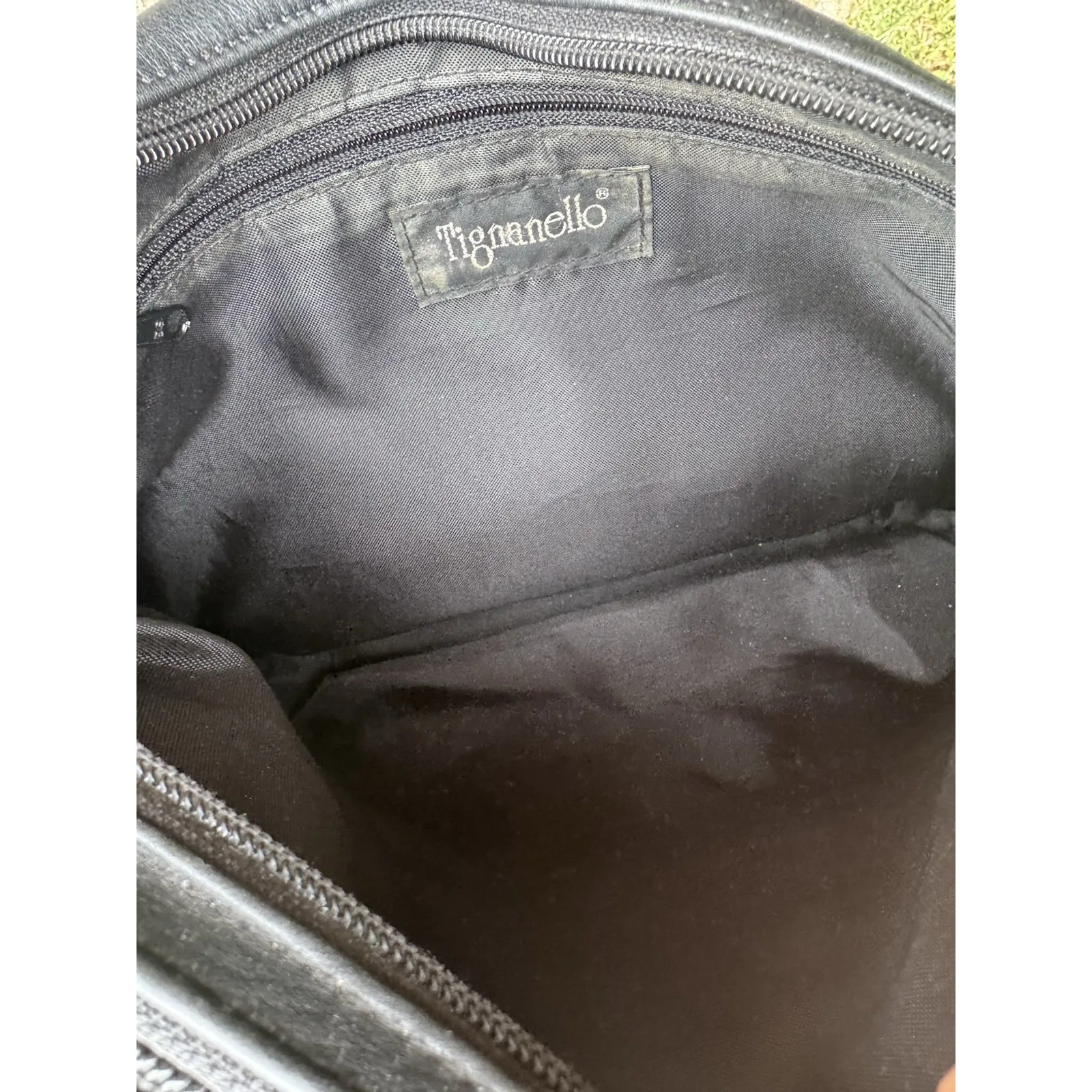 TIGNANELLO ~ BLACK LEATHER PURSE BAG ~ 10X13 - Image 9