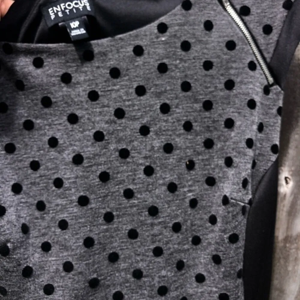 Womens Sleeveless Polka Dot Sheath Dress Black Grey Zip Neck Career - Image 15