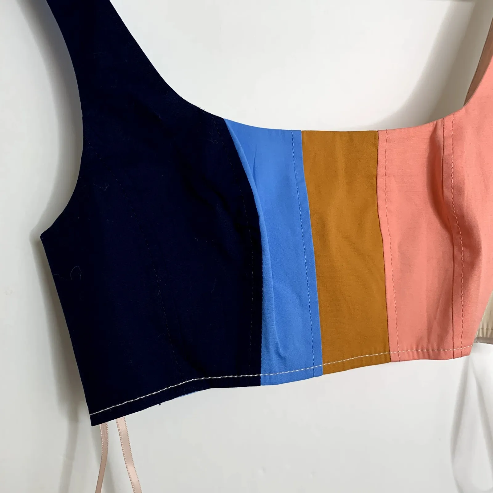 STAUD Wells cropped striped cotton-blend poplin top Women’s 00 - Image 5