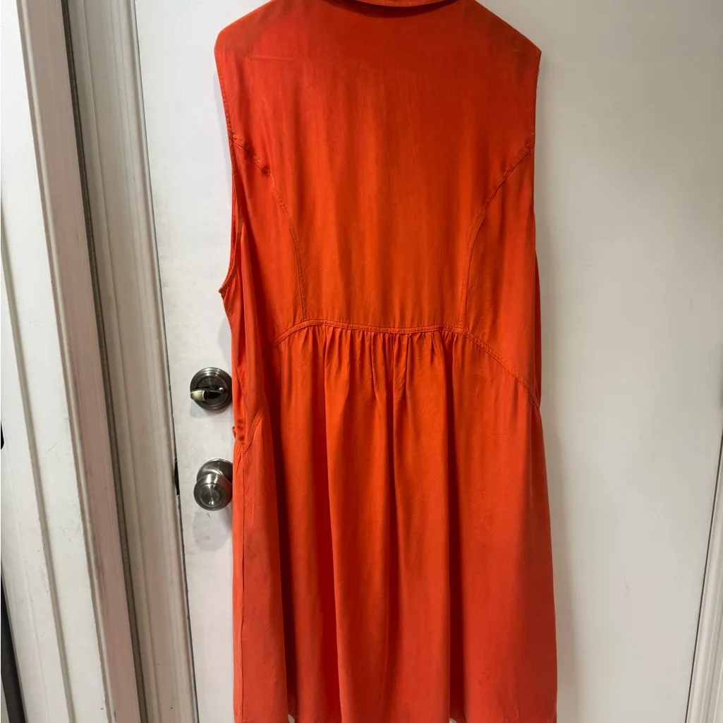 Soft Surroundings Sleeveless Orange Button-Up Dress size 3Xl with pockets - Image 3