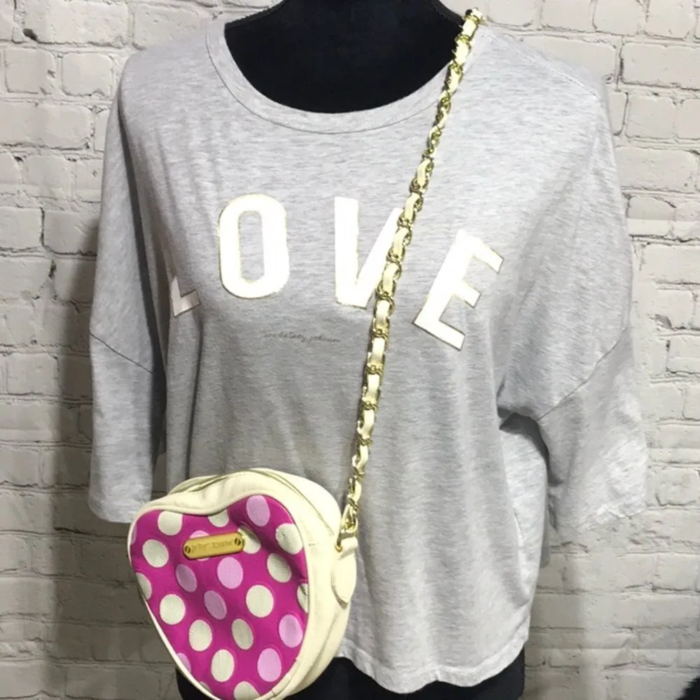 Betsey Johnson LOVE Cropped Tee Boxy Casual Fit - Image 3