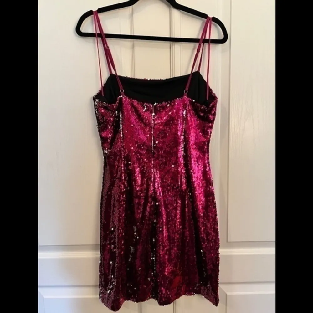 M Sequined Pink Silver Mini Slip Dress - Image 7