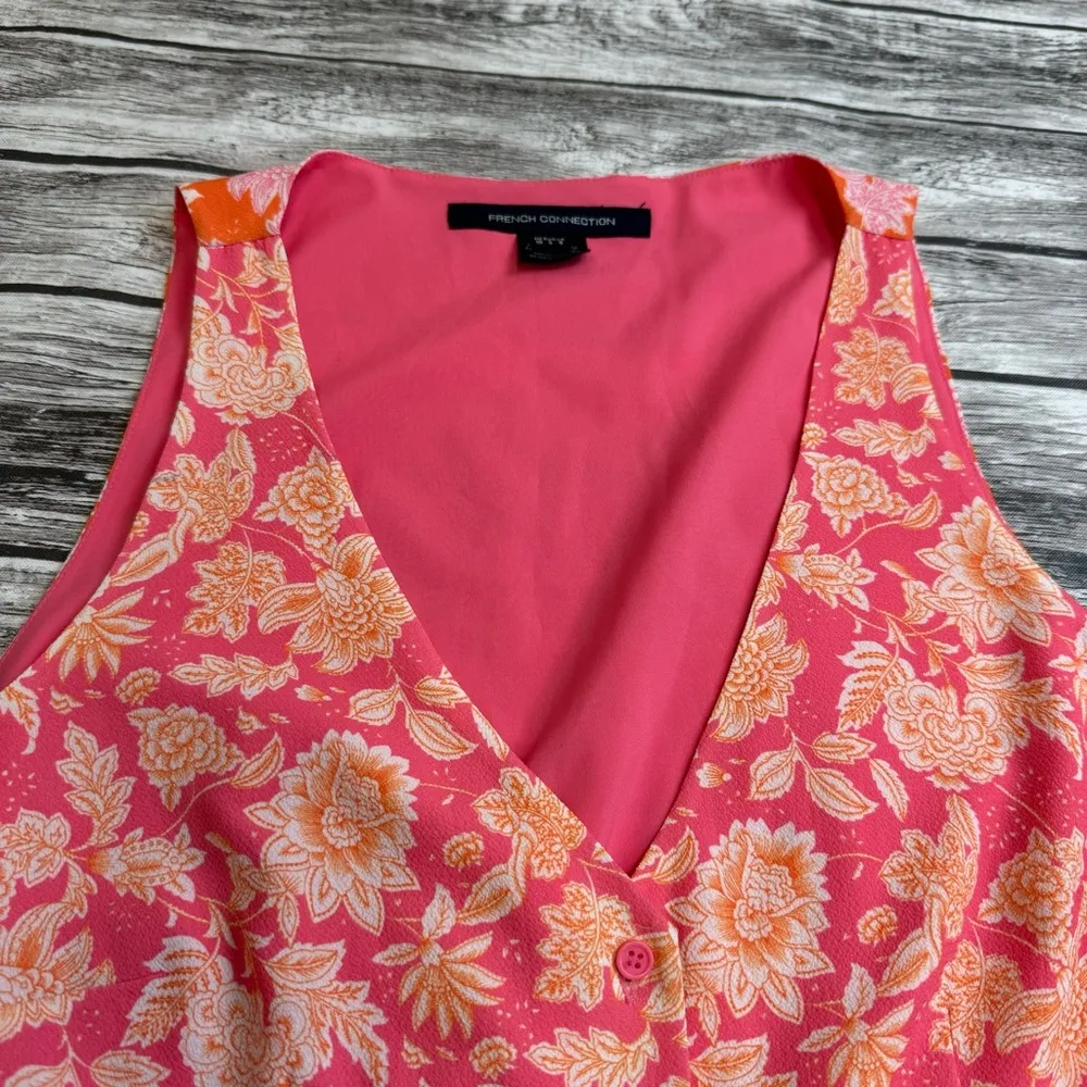 French Connection Women's Cossette Vero Crepe Midi Dress 6 Pink Orange White - Image 3