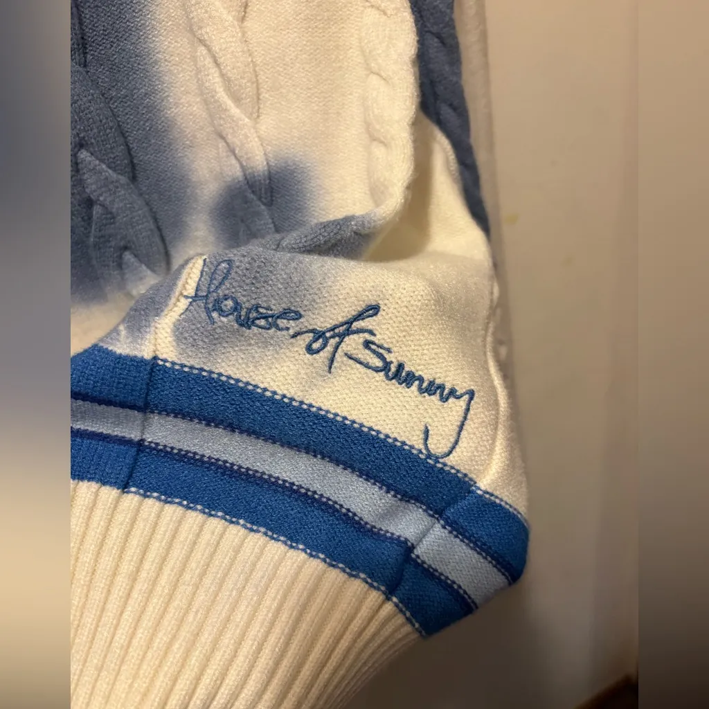 House of Sunny Players cable knit sweater size XS Blue - Image 5