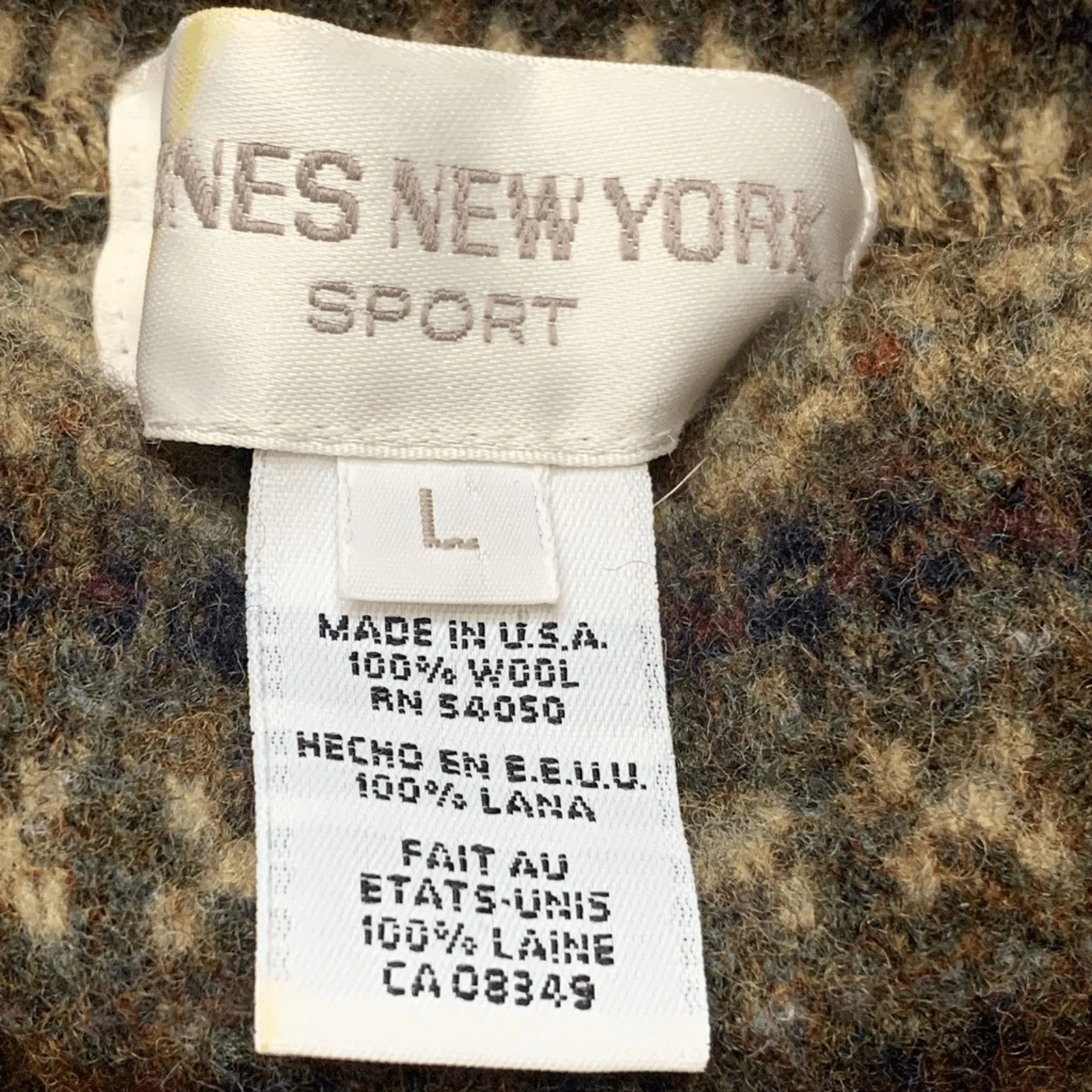 Vintage 90s Fair Isle Wool Cropped Tan Turtleneck Ski Lodge Cozy Knit Sweater - Image 8