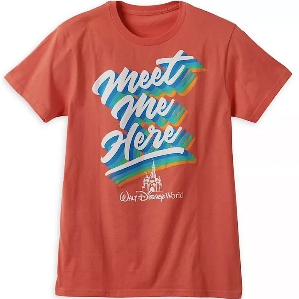 Disney Parks Disney World Resort Castle Meet Me Here Coral Shirt Size Small - Image 2