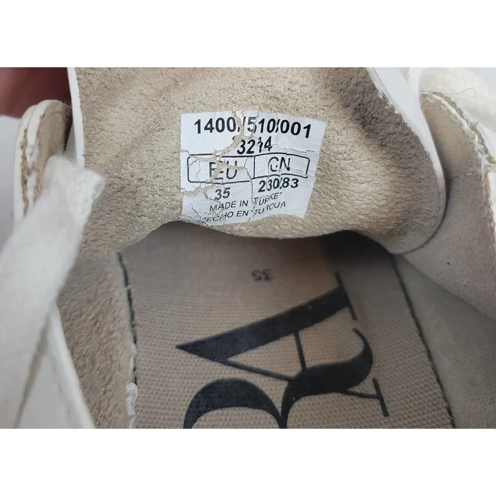 Zara Womens Shoes Size 35 White Low Top Lace-Up Round Toe Classic Casual Sneaker - Image 2