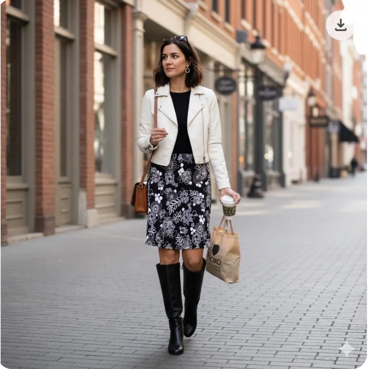 Apostrophe Skirt Womens Small Black White Floral A-Line Knee Length Lined - Image 11