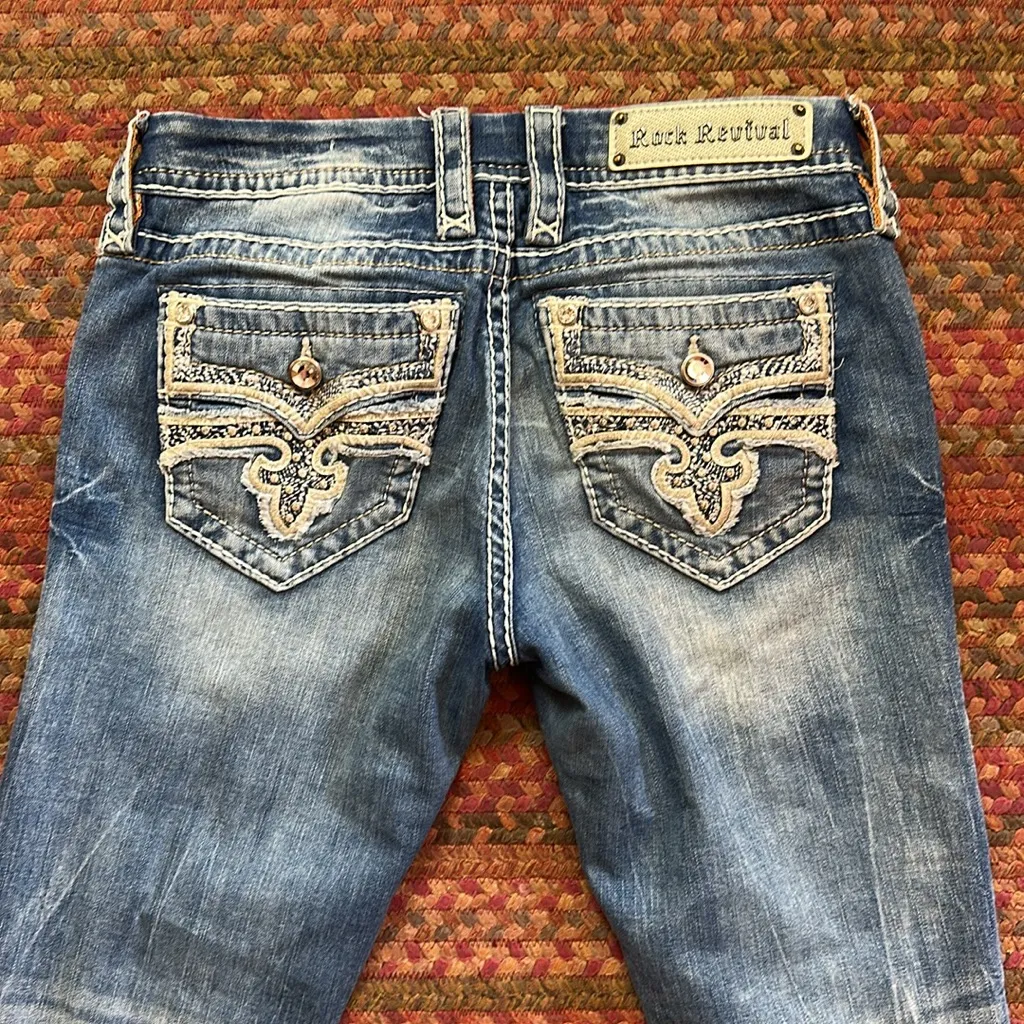 ROCK REVIVAL JENA LOW RISE SKINNY BLING JEANS - Image 8