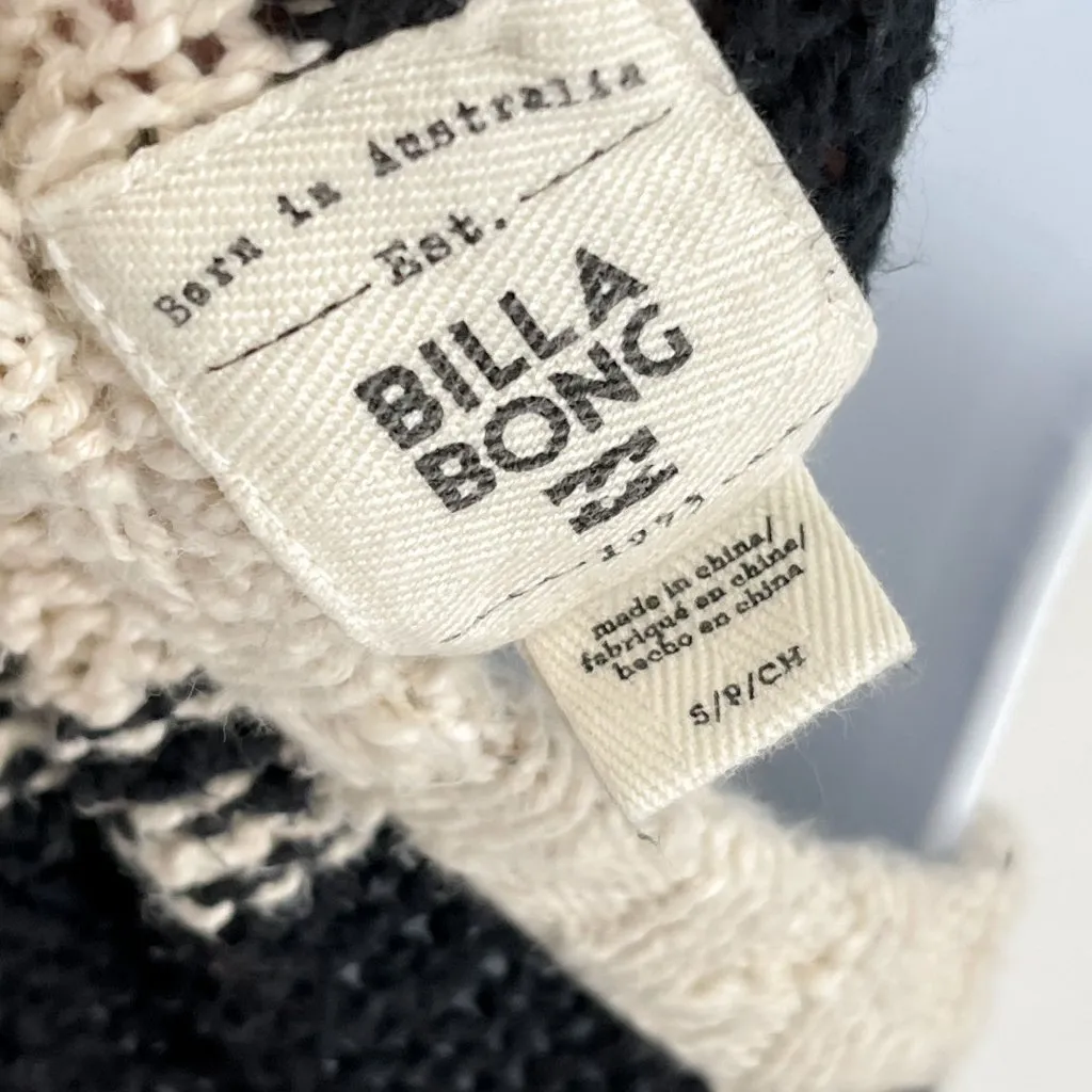 Billabong Easy Going Striped Sweater Oversized Slub Knit Top Cream Black Small - Image 9