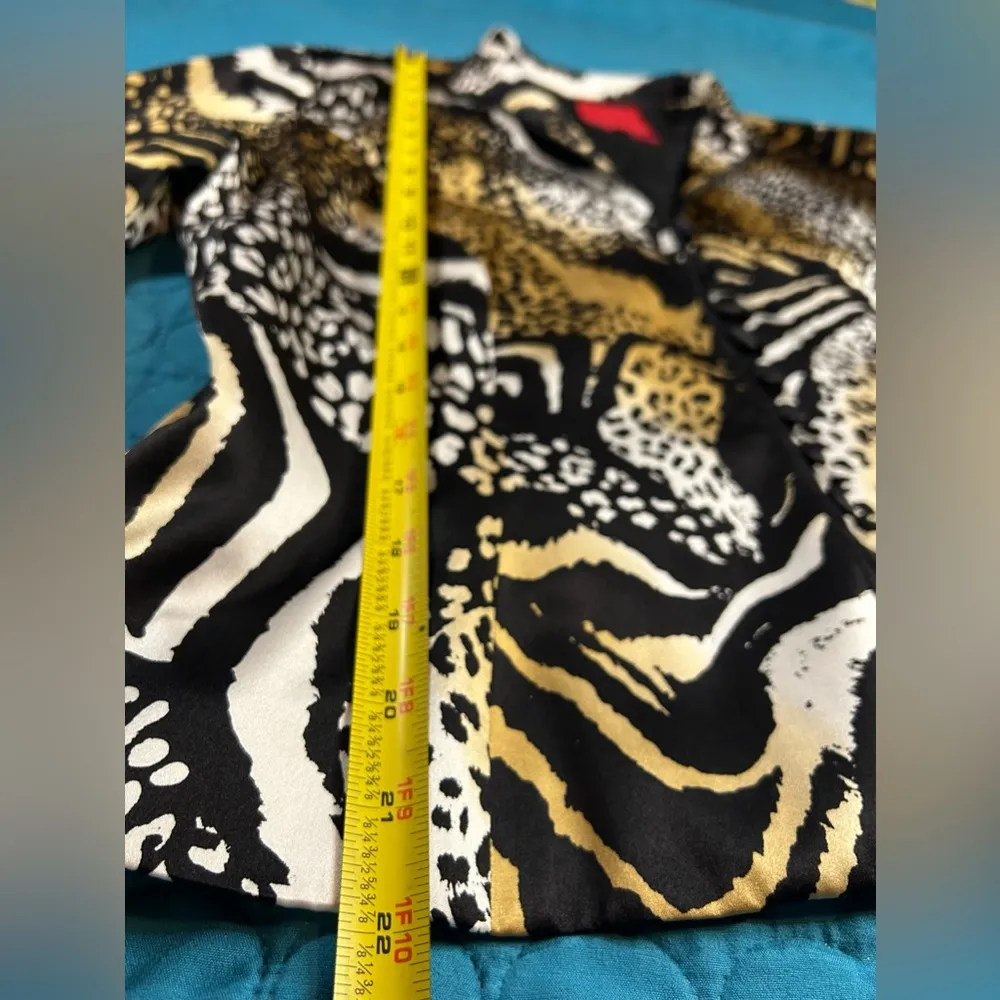 Vintage Silk Blazer with Leopard/Tiger Stripes Medium Black - Image 7