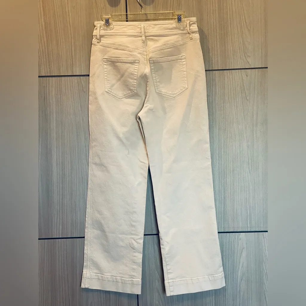 Loft by Ann Taylor Jeans Wide Leg High Rise Ivory Cream Size 27/4 - Image 2