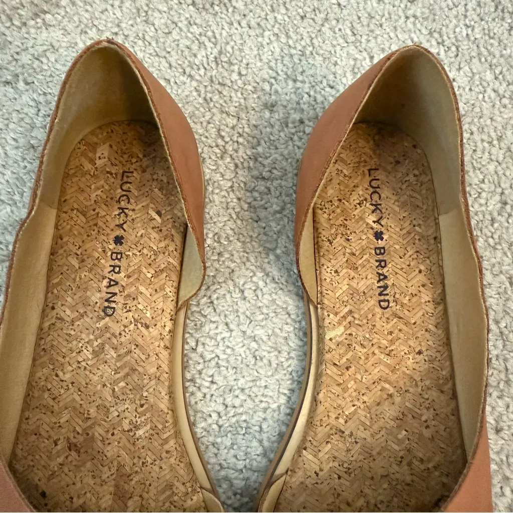 Lucky Brand Fentin2 d’Orsay Leather Flats Cork Insole Tan 10 - Image 5