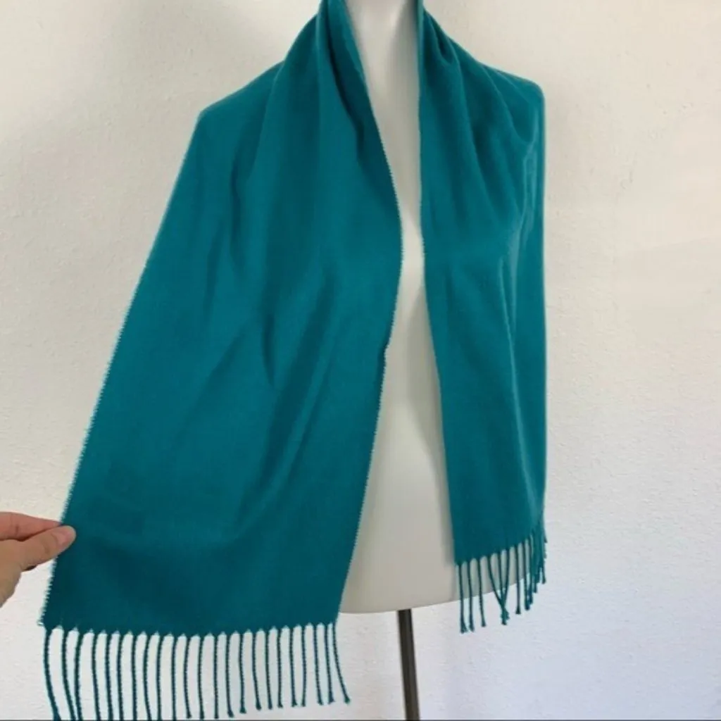 Cejon Teal Blue Fringe Scarf Shawl Wrap 100% Acrylic‎ Made in Italy - Image 4