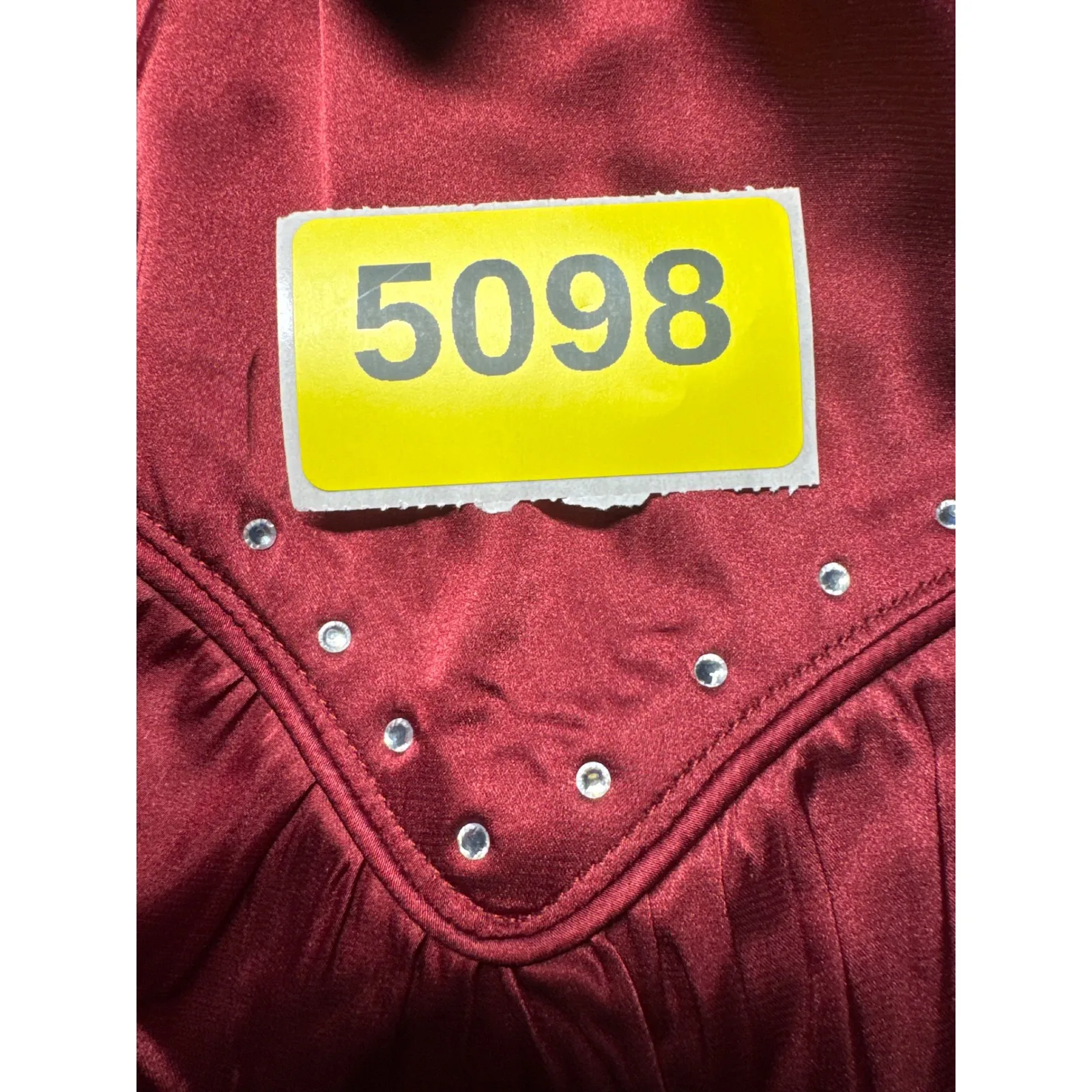 Unique Vintage Burgundy Satin Western Style Tie Front Blouse Shirt XL - Image 11