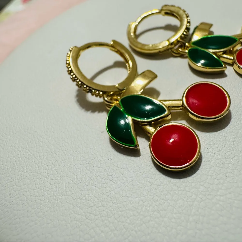 Women Cherry Red Adjustable Necklace and Earring Set - Image 6