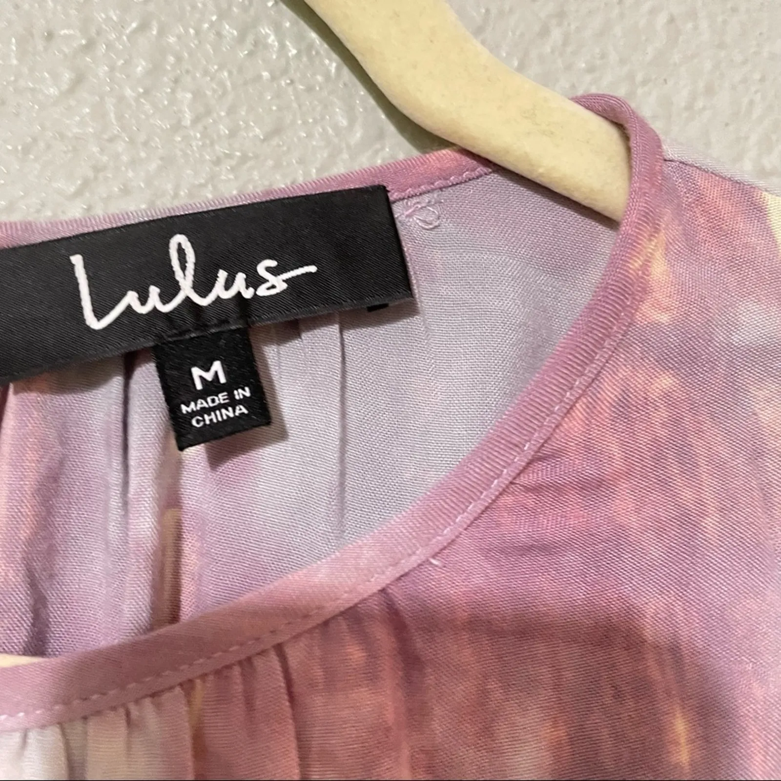 Lulus Purple & Blue Tie Dye Puff Sleeve Blouse Womens M Boho Romantic Girly - Image 6