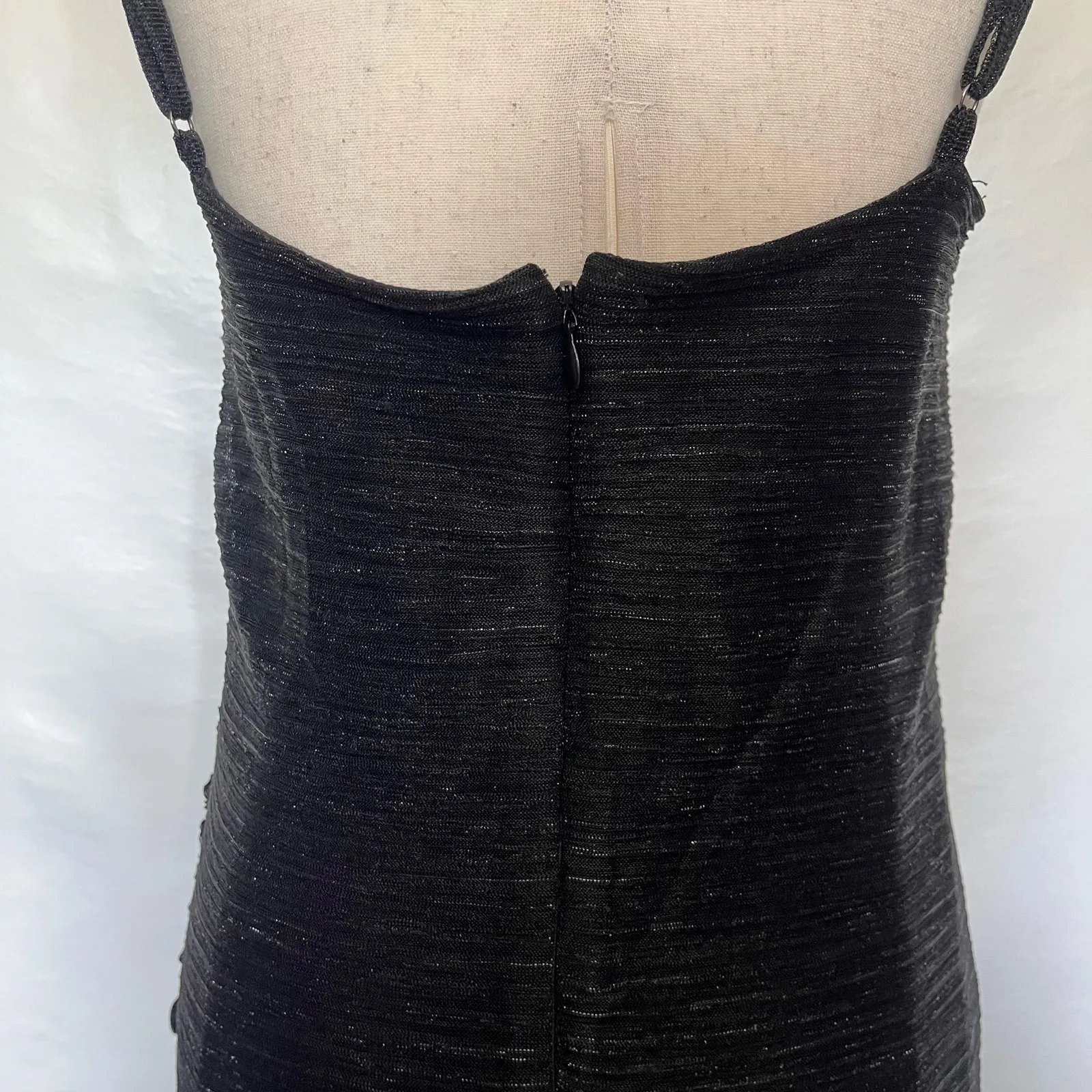 Vintage Y2K Onyx Nite Slip Dress Sz 10 Whimsigoth Vampy Shimmer Sheer Mob Wife Black - Image 14