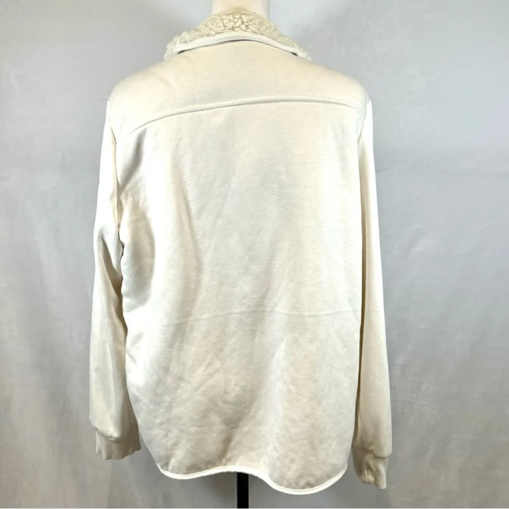 white Sherpa lined sweater cardigan jacket with pockets size XXL - Image 5