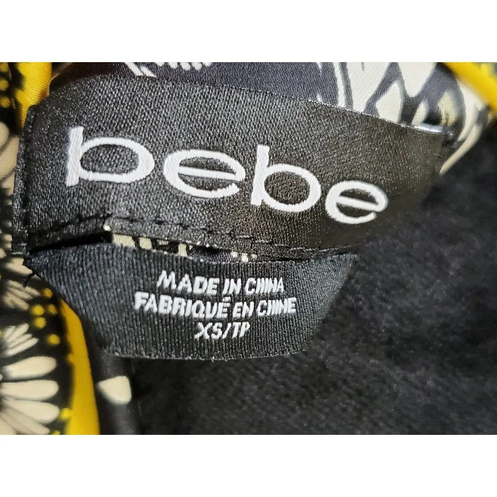 Bebe Women Multicolor Polyester Collared Long Sleeve Length Shirt Dress Size XS - Image 10