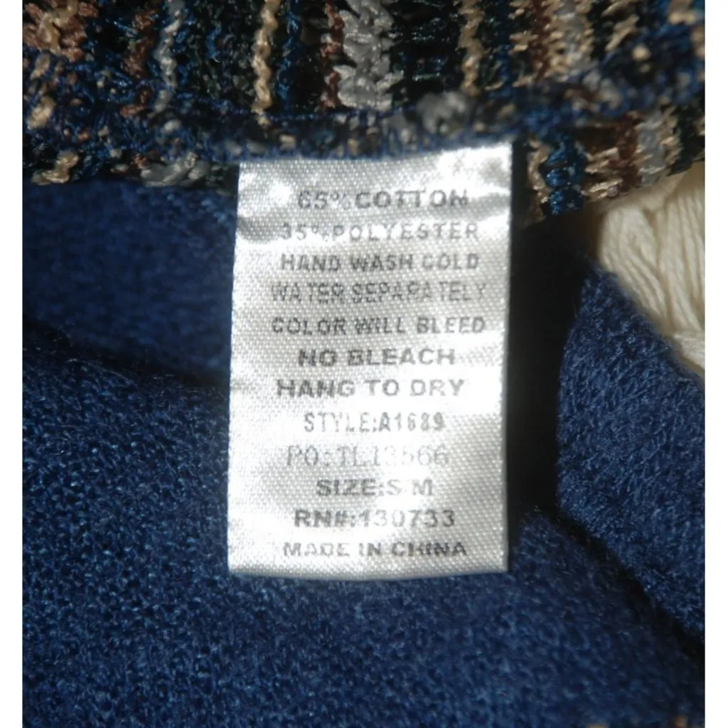 Umgee Striped Cardigan Open Knit Sweater Vest S/M Boho Long Fringe Hem Festival - Image 13