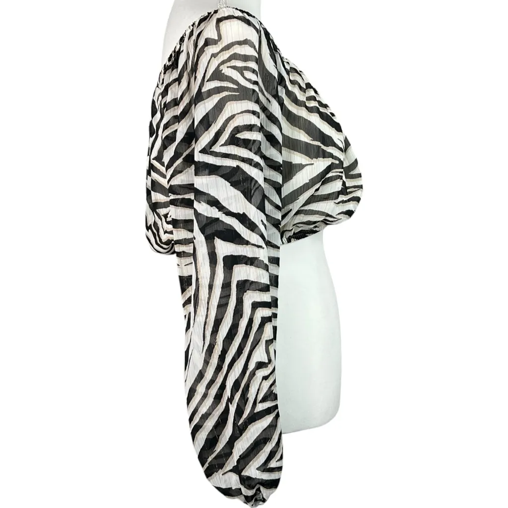 NWT Express X Rachel Zoe Cropped Animal Print Long Sleeve Blouse Size XS - Image 5