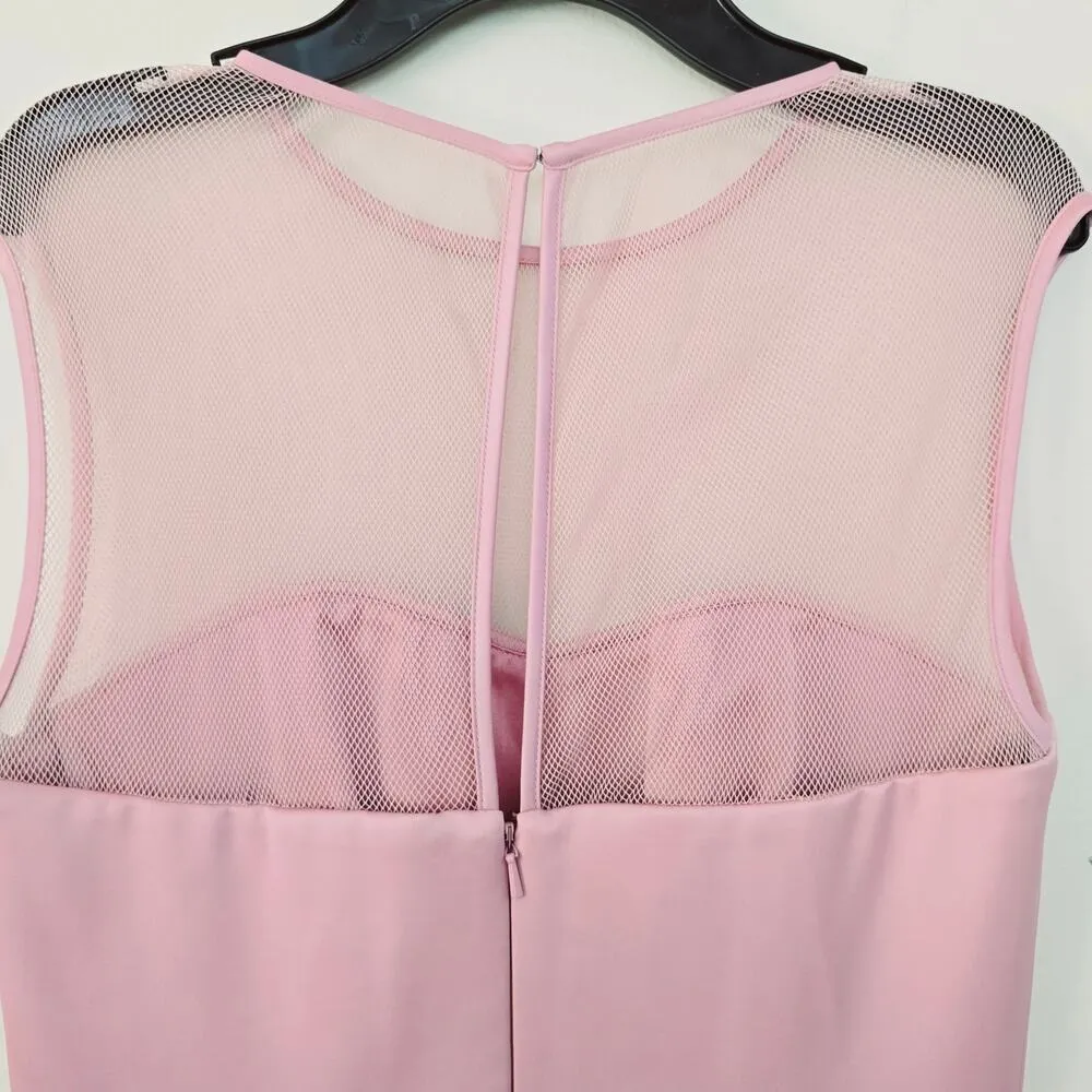 Reiss Pink Ammy Semi-Sheer Fitted Satin Cocktail Dress Sleeveless Women's Size 4 - Image 7