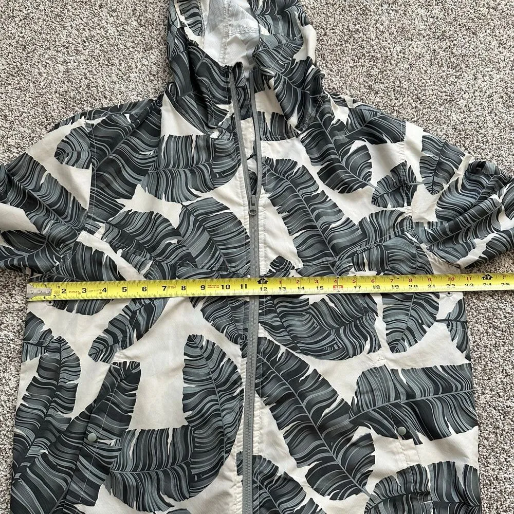 Herschel cream & green leaf print lightweight rain jacket size M - Image 9
