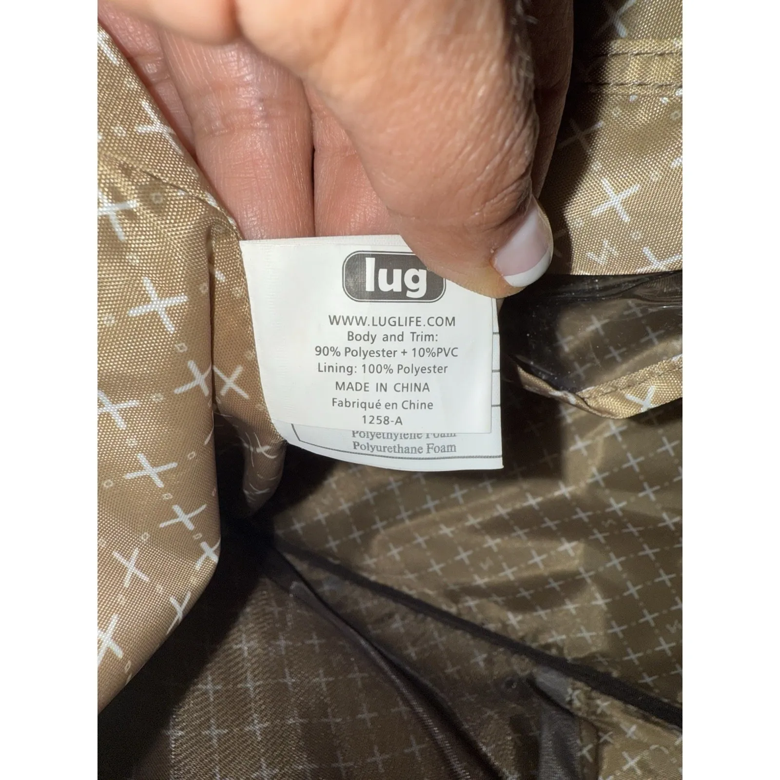 LUG Avion Brown Gold Glitter Large‎ Quilted Shoulder Tote Travel Bag NWOT - Image 7