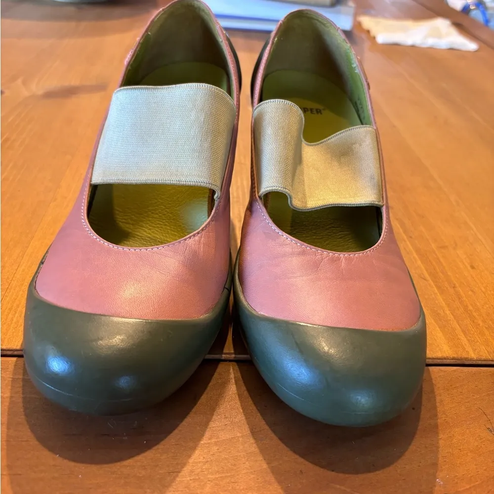 Camper womens leather and rubber sole pump shoes pink/green 38 7.5 Pink - Image 6