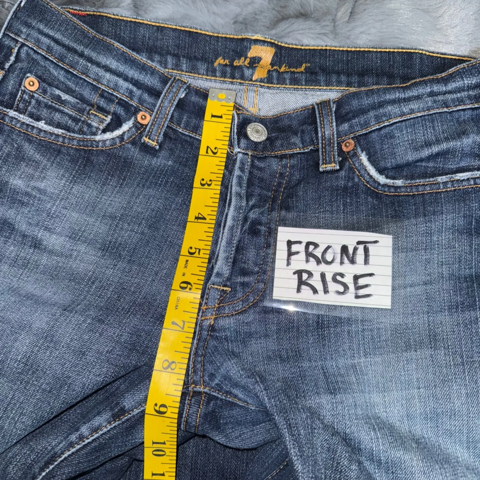 Seven for All Mankind Boy Cut Bootcut Jeans 29 Dark Wash Low Rise Buttonfly Y2K Blue - Image 8