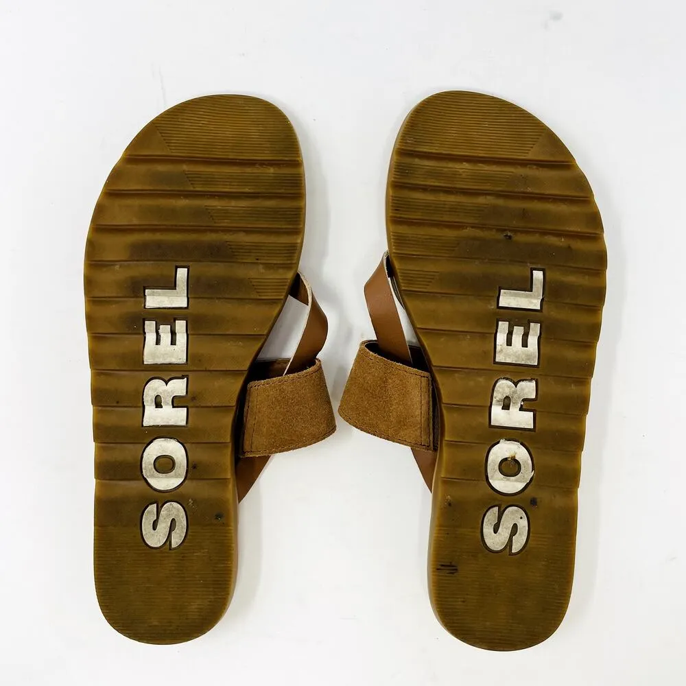Sorel Tan Leather Slip-On Thong Sandals 9.5 LL6037-242 - Image 7