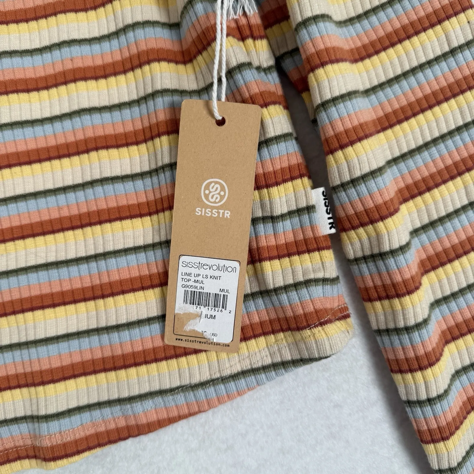 Sisstr Evolution Line Up Long Sleeve Knit Top Womens M Striped Cropped Shirt New Red Size M - Image 5