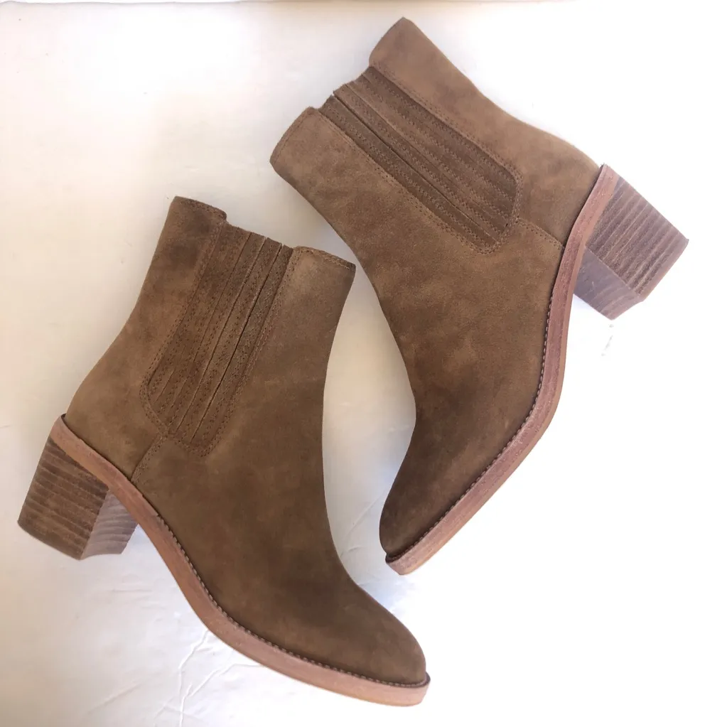C Madewell Autumn High Chelsea Suede Brown Leather Fall Women Boots 6.5 - Image 14