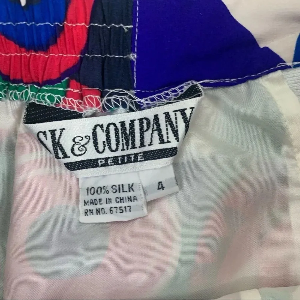 Sk & Company Vintage 70s 100% Silk Geometric Retro Print Skirt size 4 Pink - Image 2