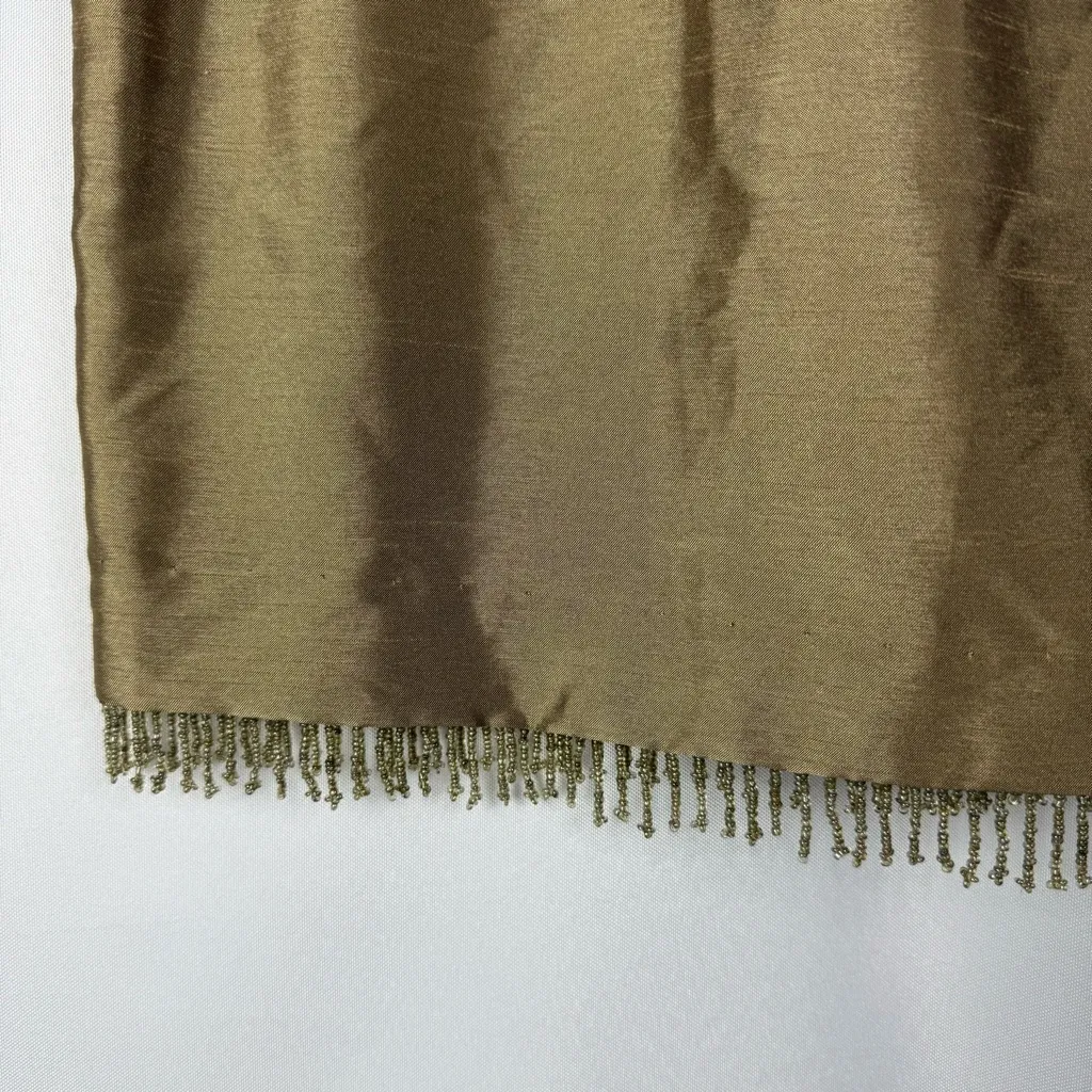 Vintage Dressbarn Light Brown Beaded Hem Pencil Skirt 6 - Image 4