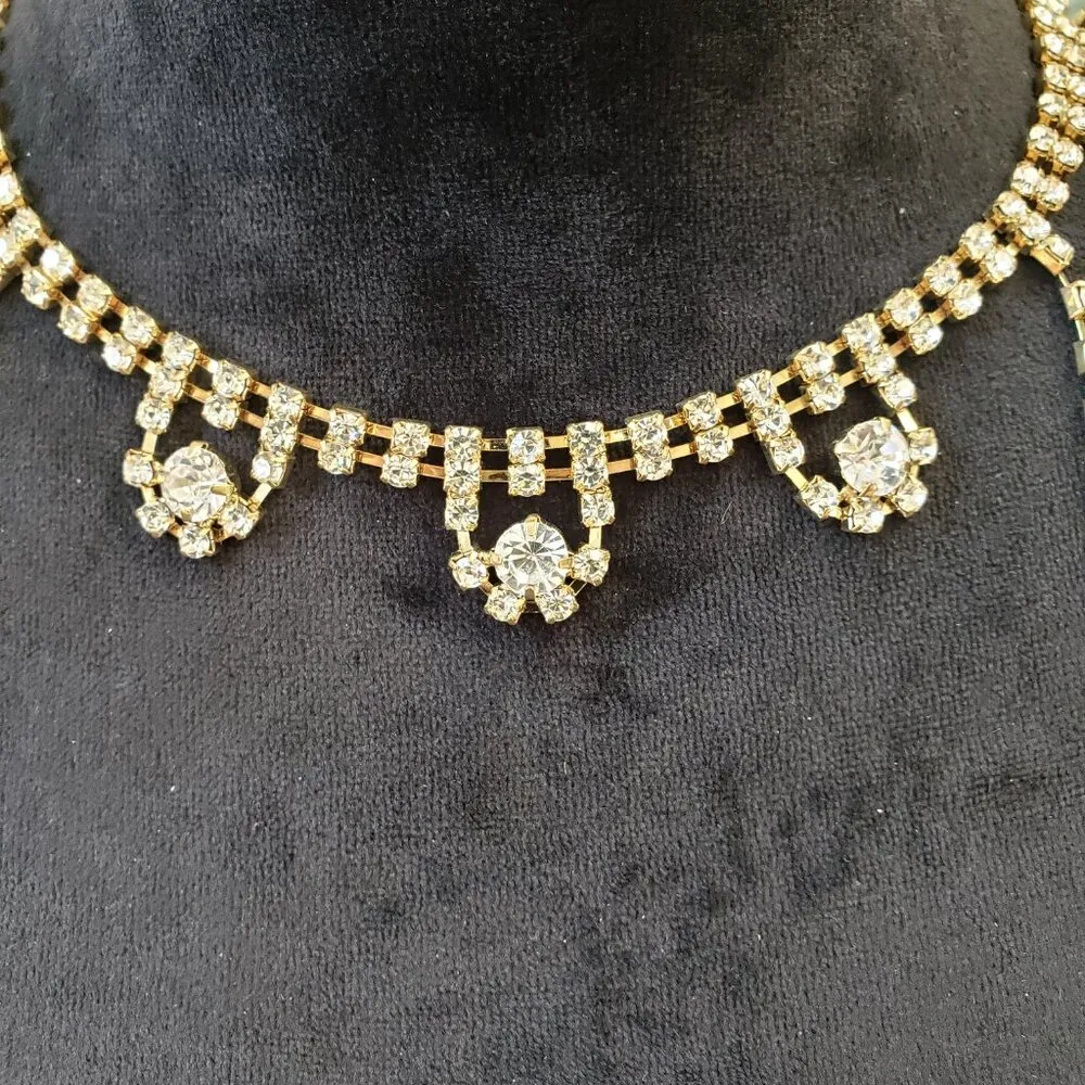 Womens Lingerie Multi Crystal Tassels Shoulder Rhinestone Chain Drops Necklace Gold - Image 3